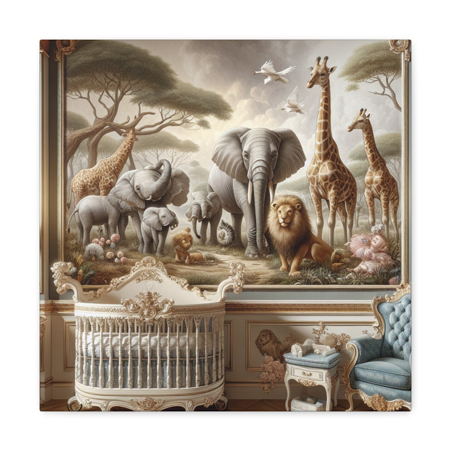 Safari Majesty in Rococo - Canvas