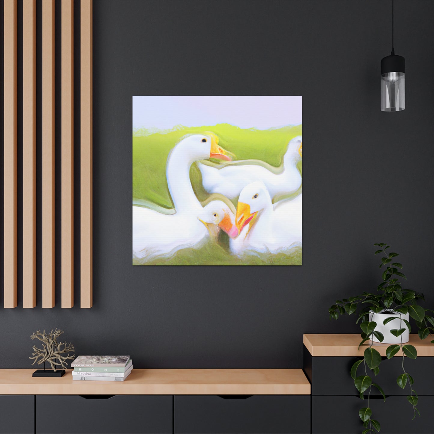 "Gaggle of Geese Flying" - Canvas