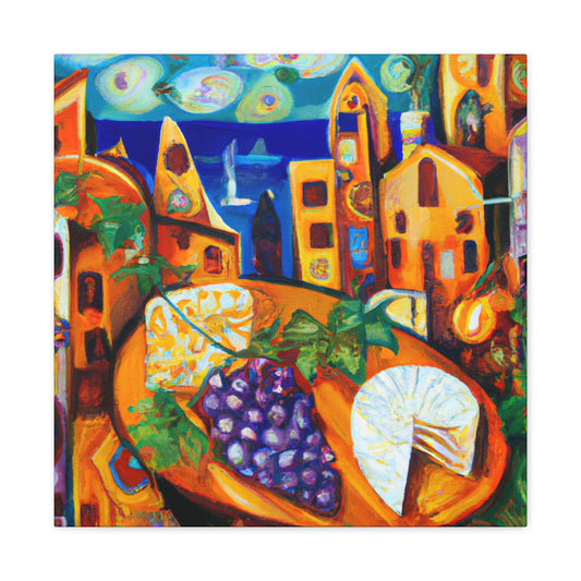 "Still Life: Cheese Grapes" - Canvas