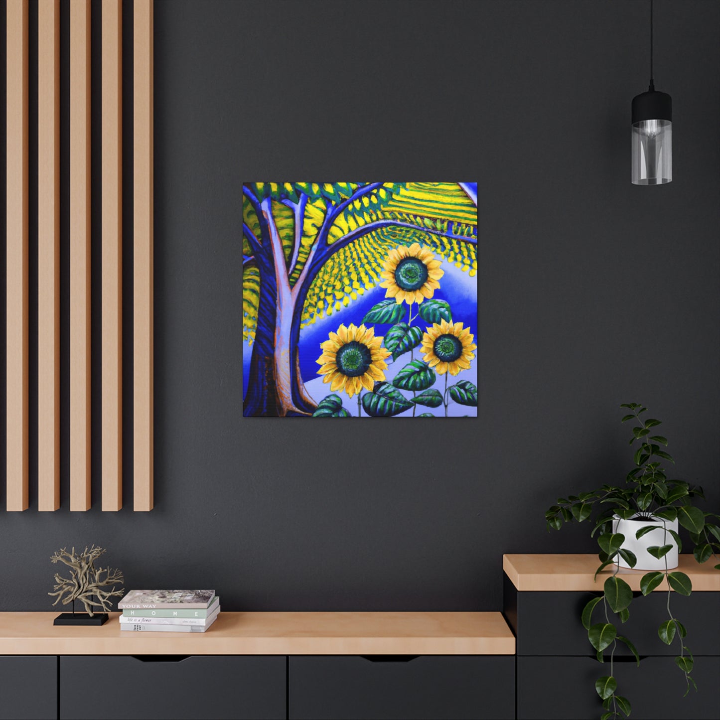 "Sunflower Ablaze in Gold" - Canvas