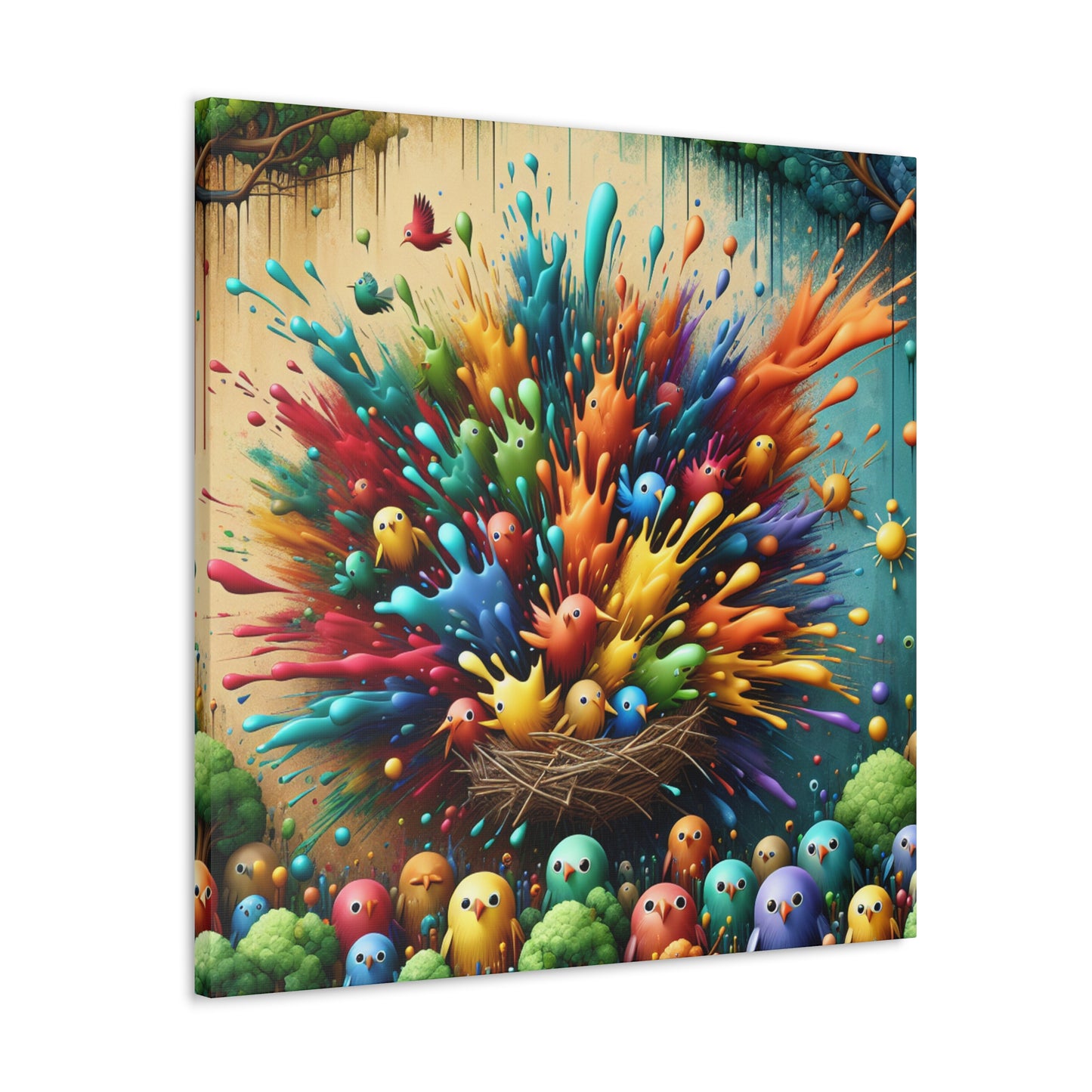 Feathered Fantasia: Avian Harmony - Canvas