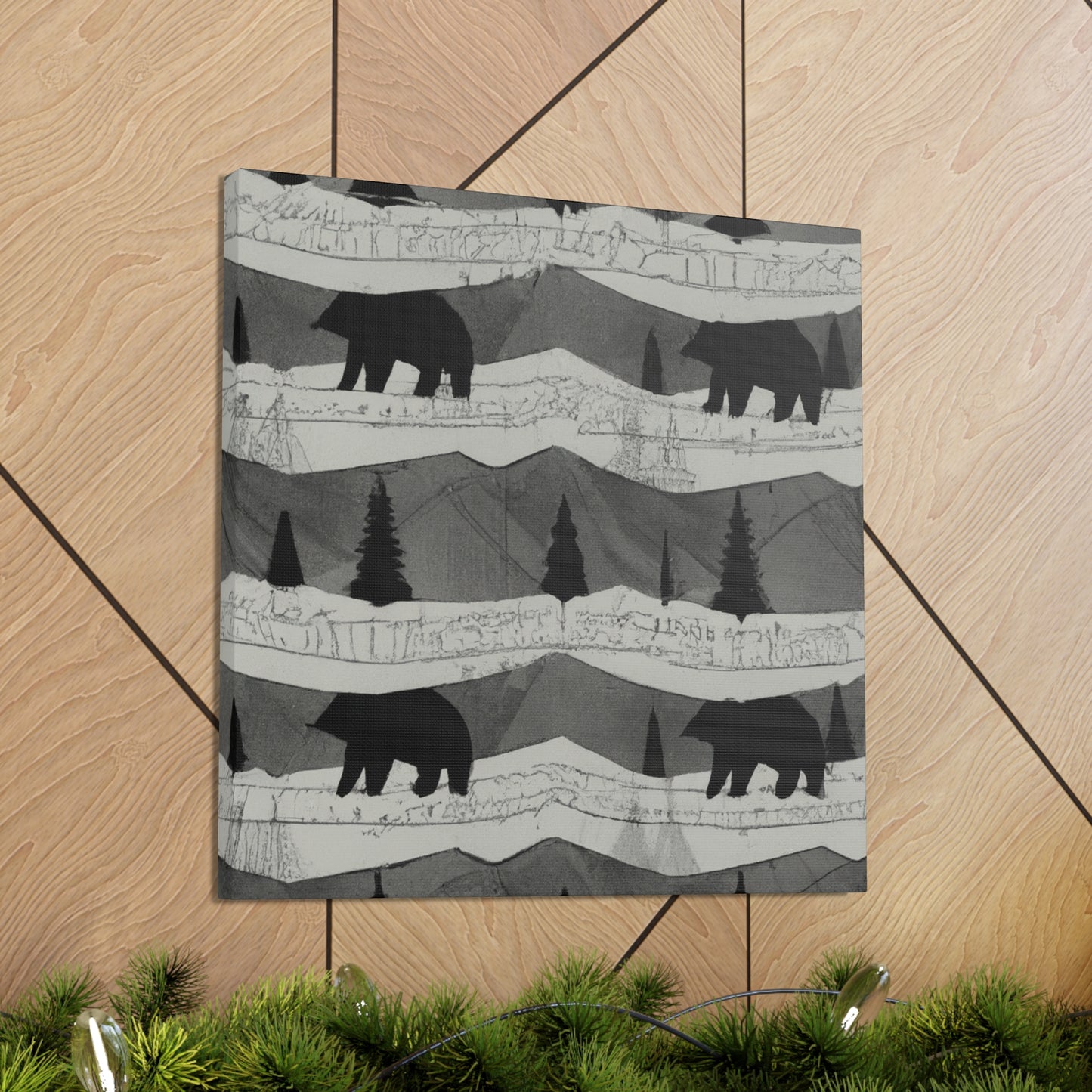 "Black Bear in Deco" - Canvas