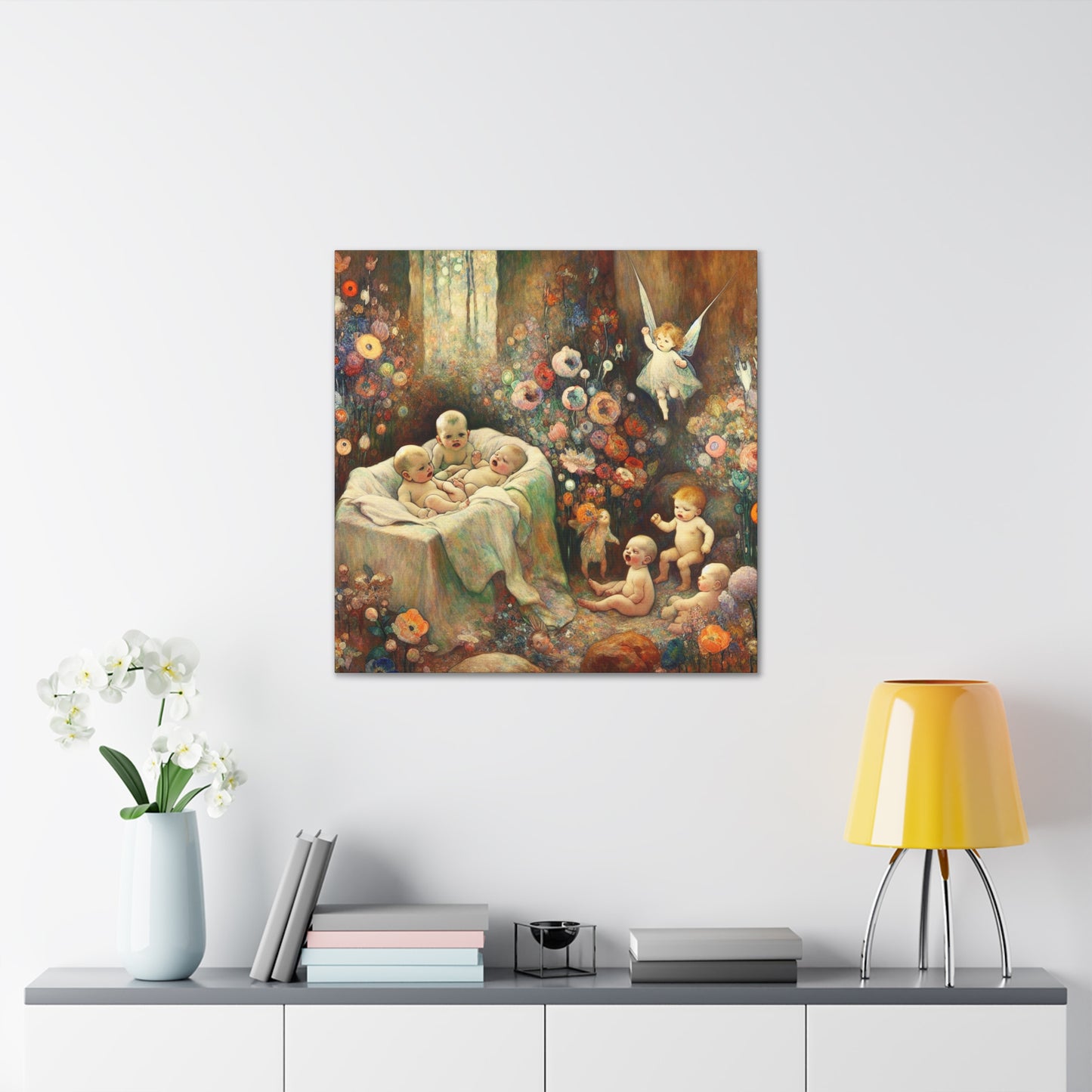 Whimsical Blooms and Sprites - Canvas