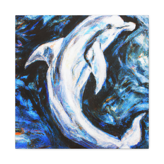 Dolphins in Moonlight Scene - Canvas