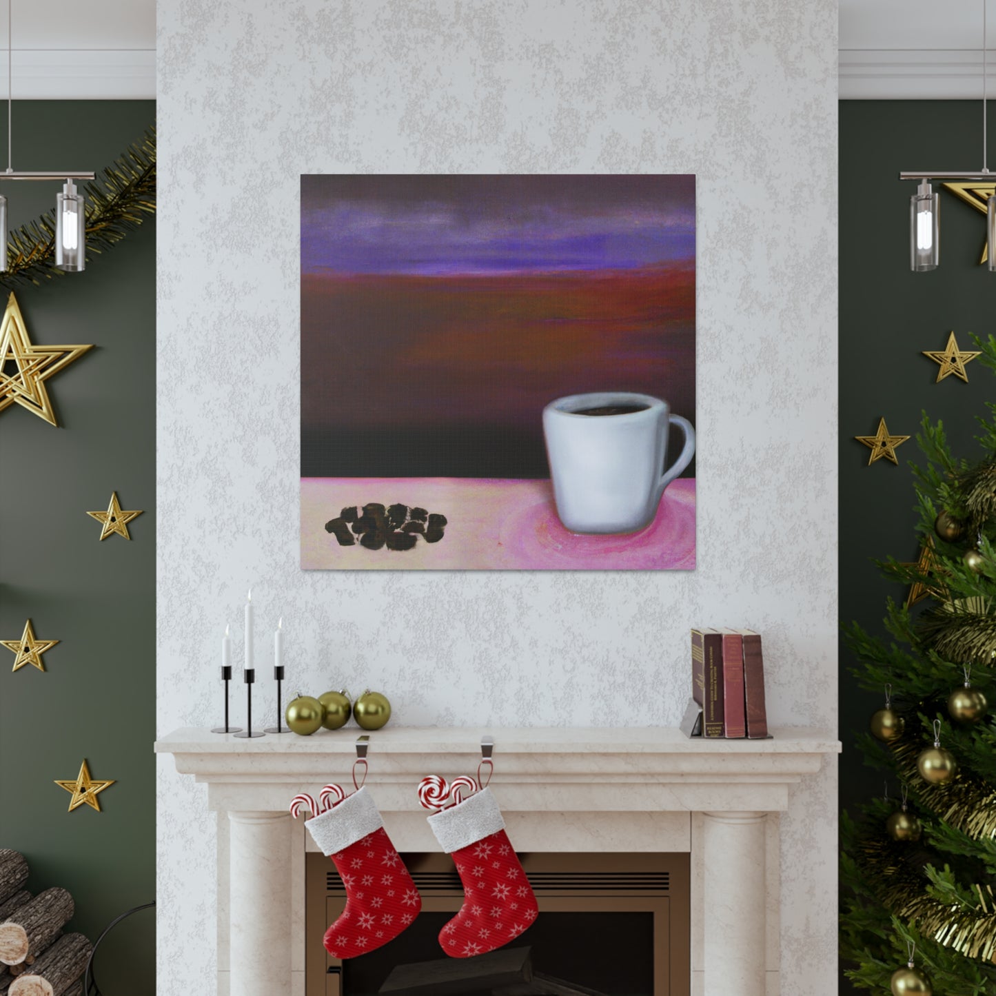 Coffee in Moonlight Scene - Canvas