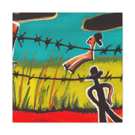 "Barbed Wire Fence Muse" - Canvas