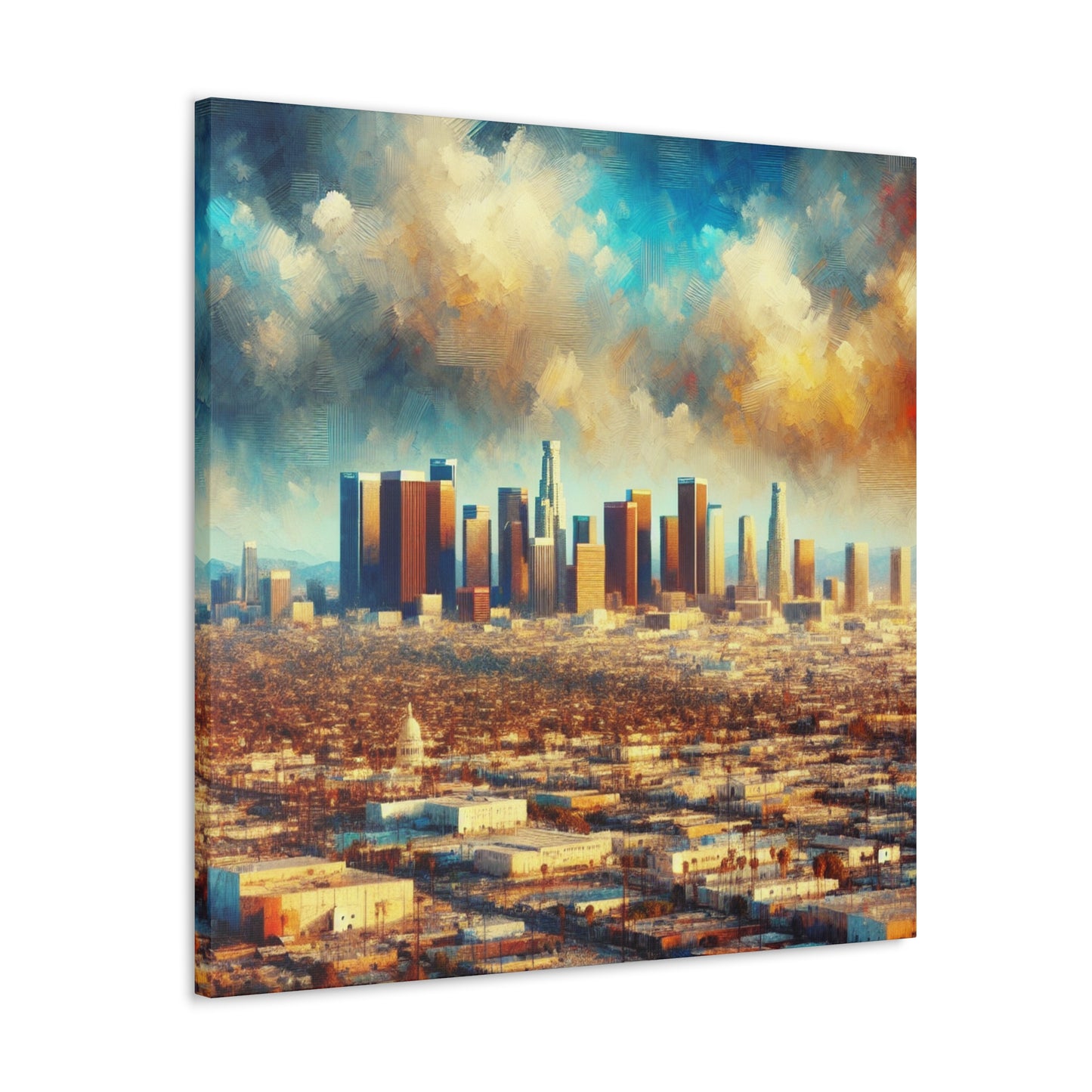 "Cityscape Reflections Transcendent Glow" - Canvas