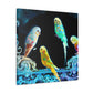 Budgerigars in Bloom - Canvas