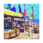 "Beach Shops Impressionism" - Canvas