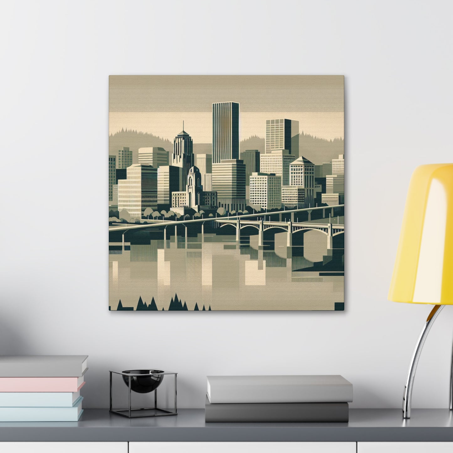 "Cityscape Serenade: 1920s Portland" - Canvas