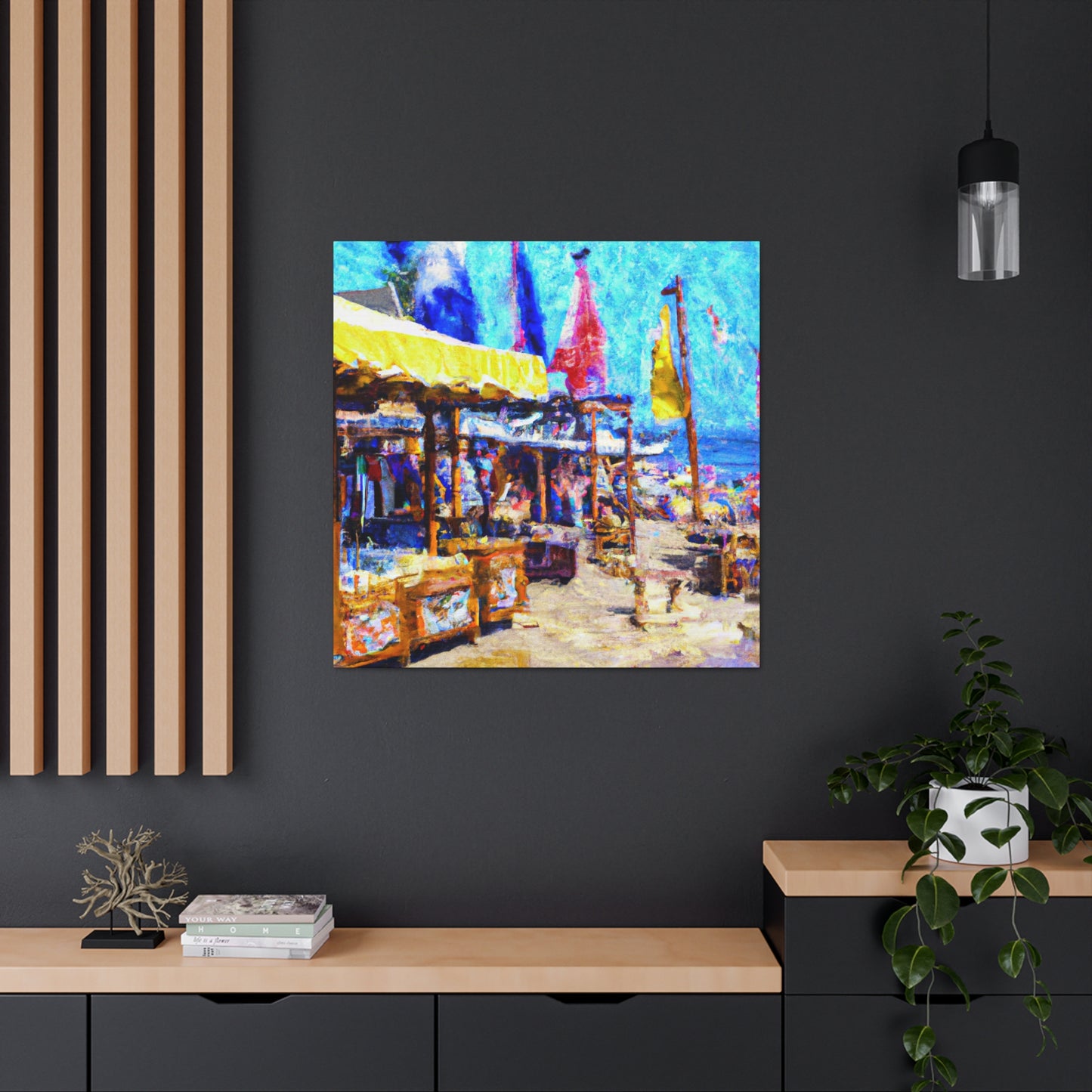 "Beach Shops Impressionism" - Canvas