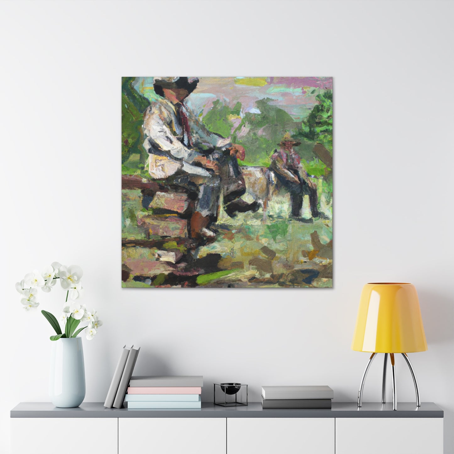 Cowboy At Dusk - Canvas