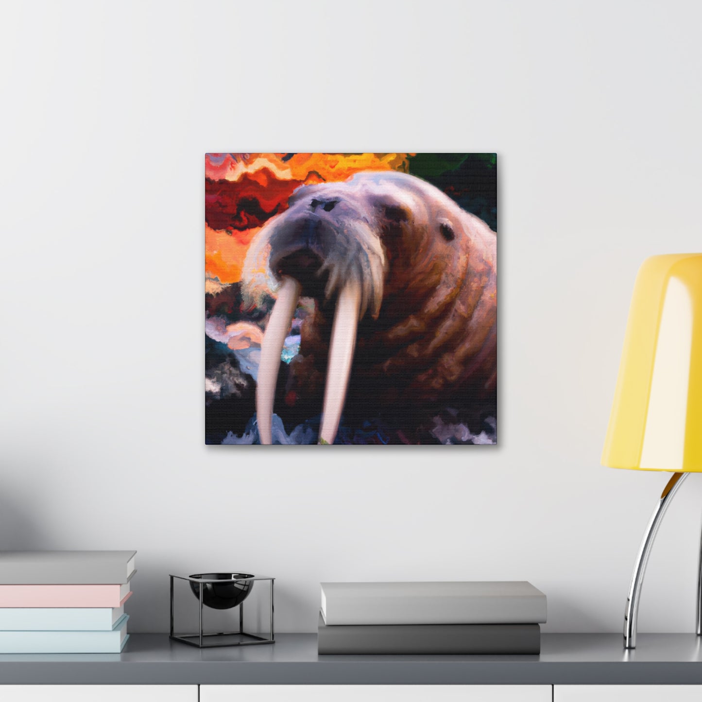 Walrus at Sunset Field - Canvas