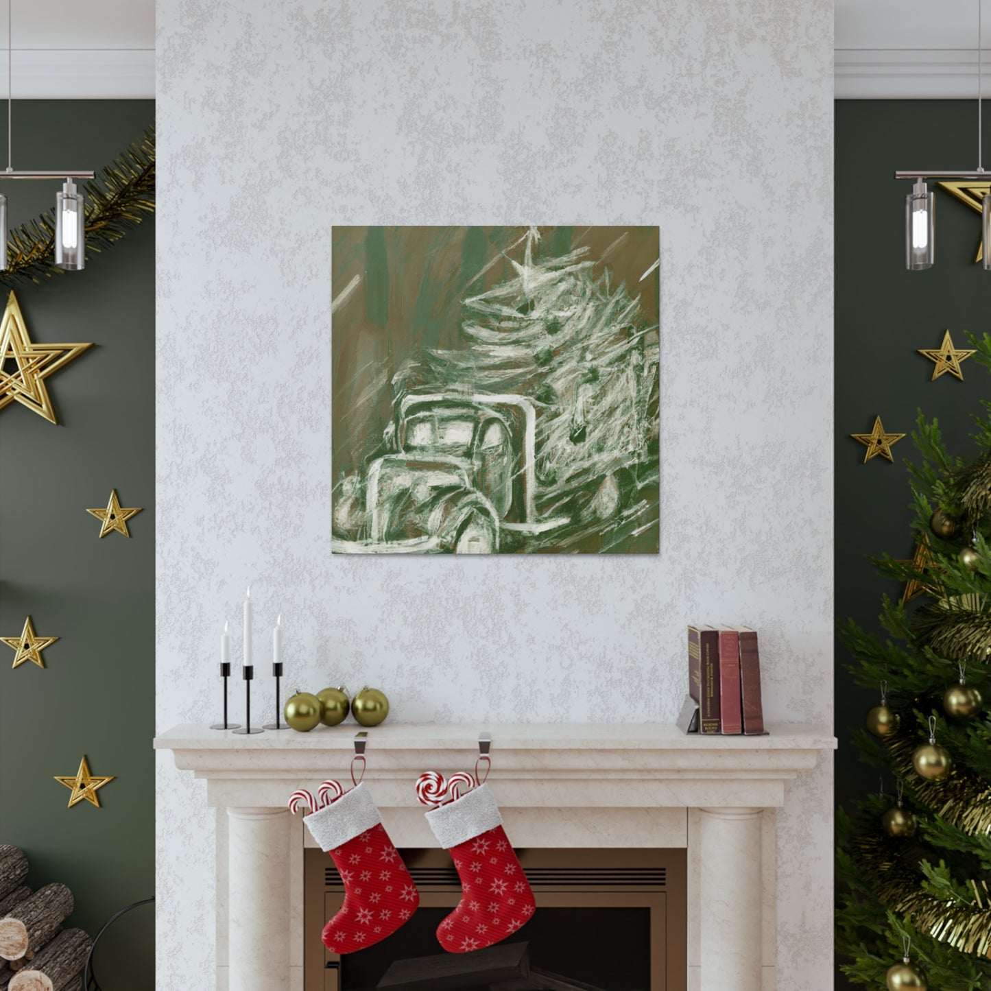 "Christmas Tree Truck Dashing" - Canvas