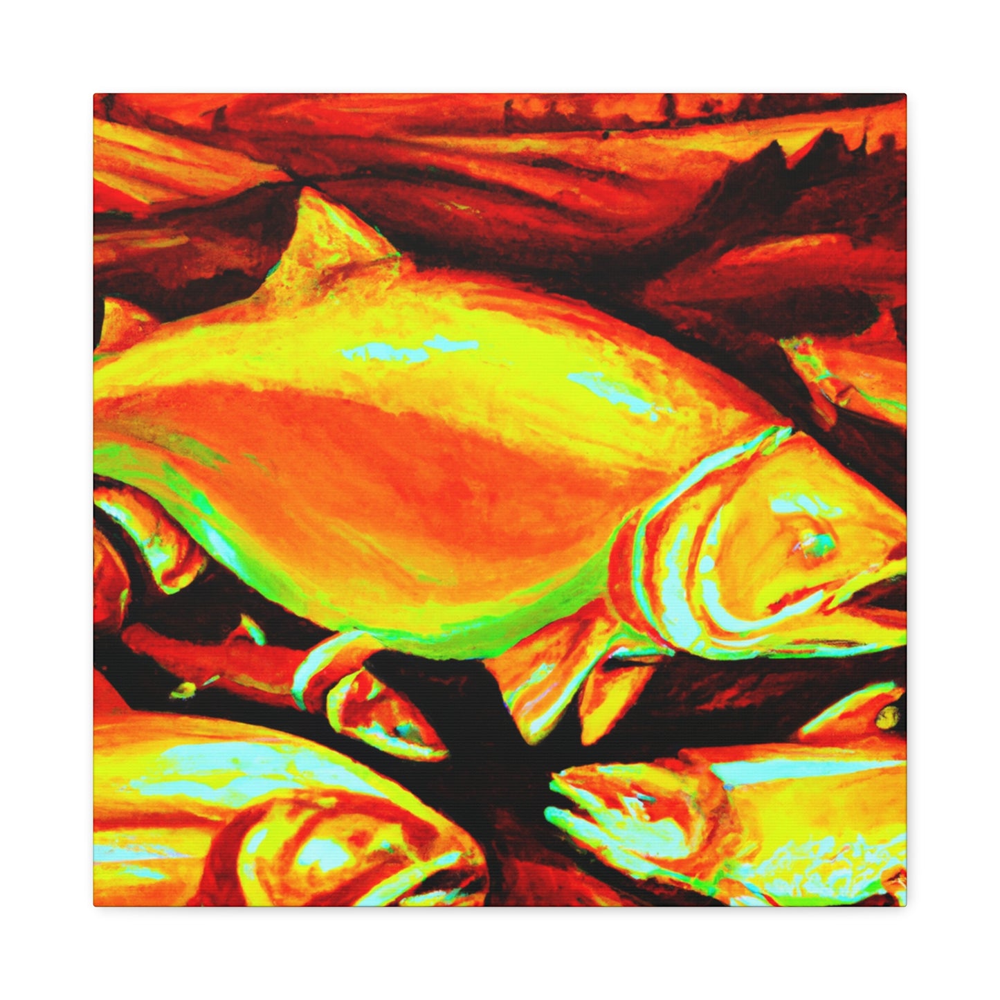 "Salmon in Moonlight Glow" - Canvas