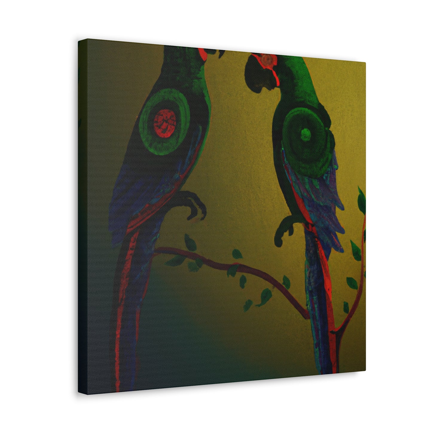 "Parrots on a Palm". - Canvas