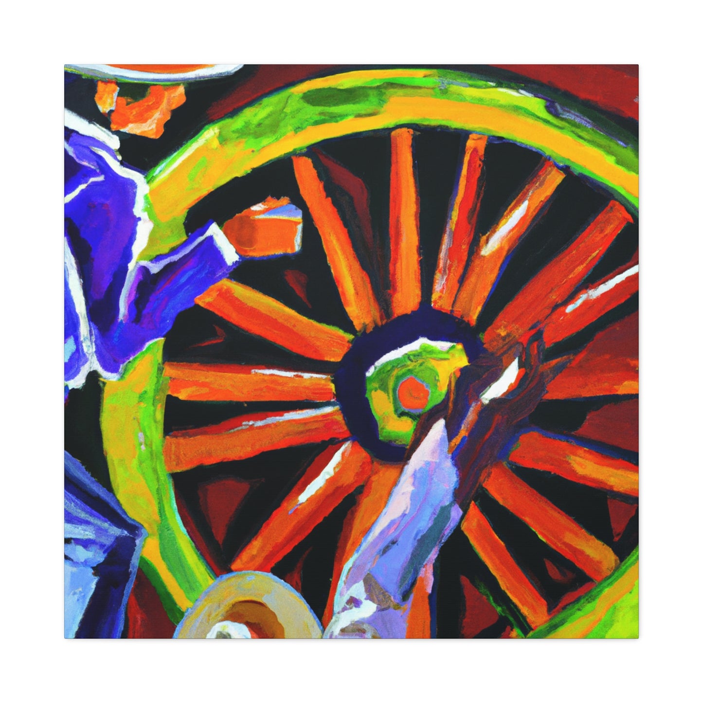 A Vibrant Wagon Wheel - Canvas