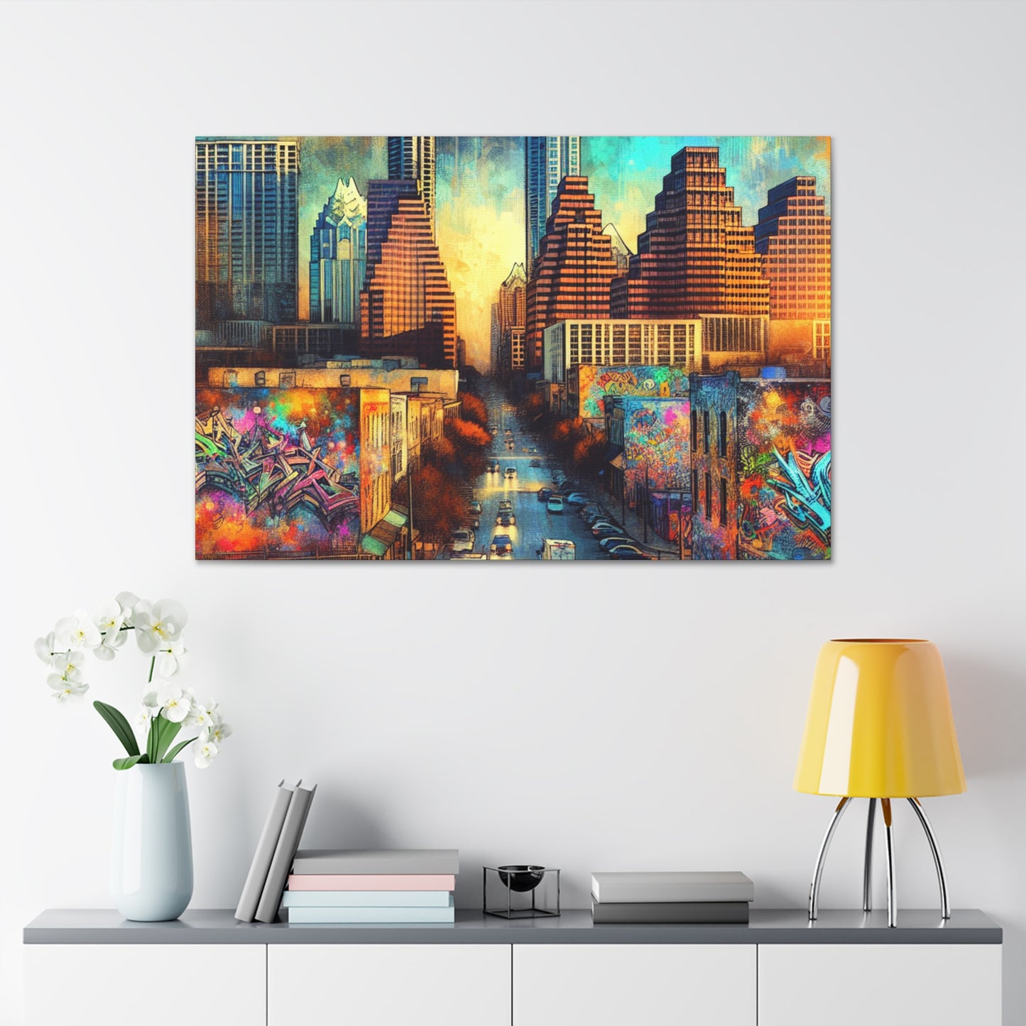 "Vibrant Vintage Austin Vibe" - Canvas