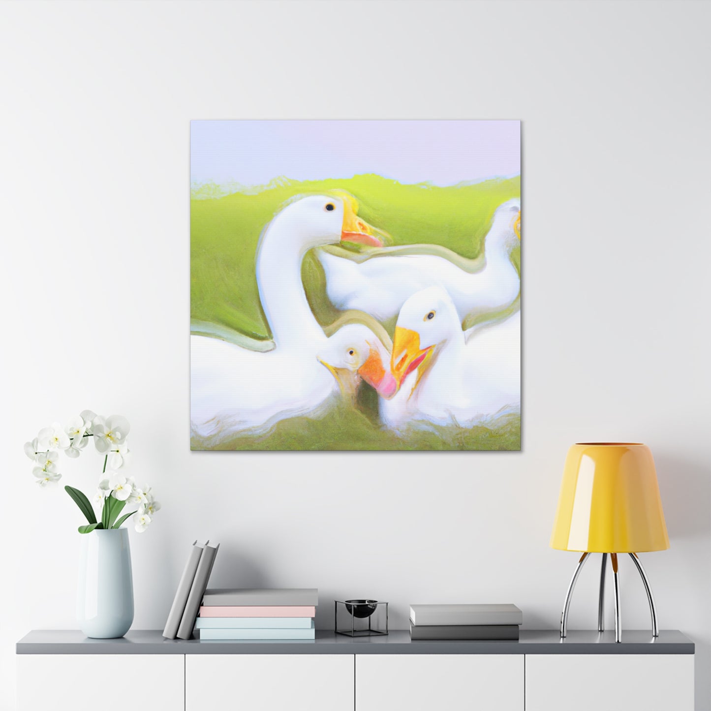 "Gaggle of Geese Flying" - Canvas