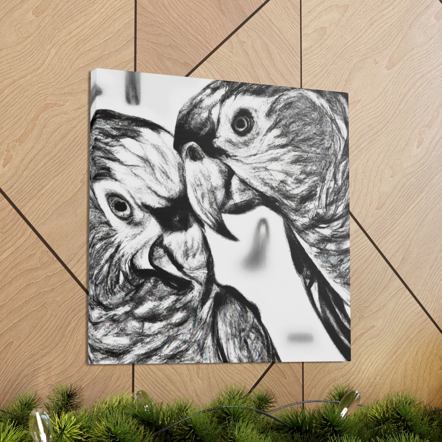 Parrots in Paradise. - Canvas