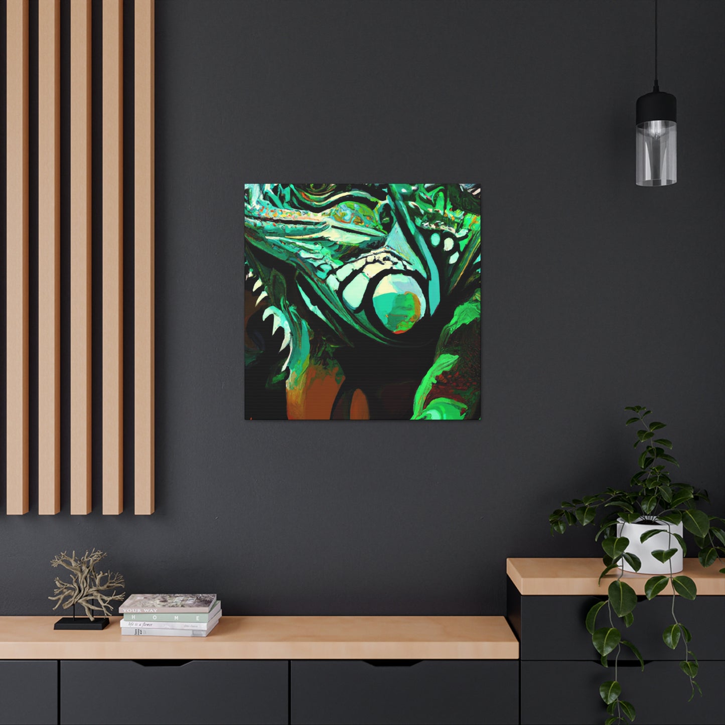 Iguana's Art Deco Pose - Canvas