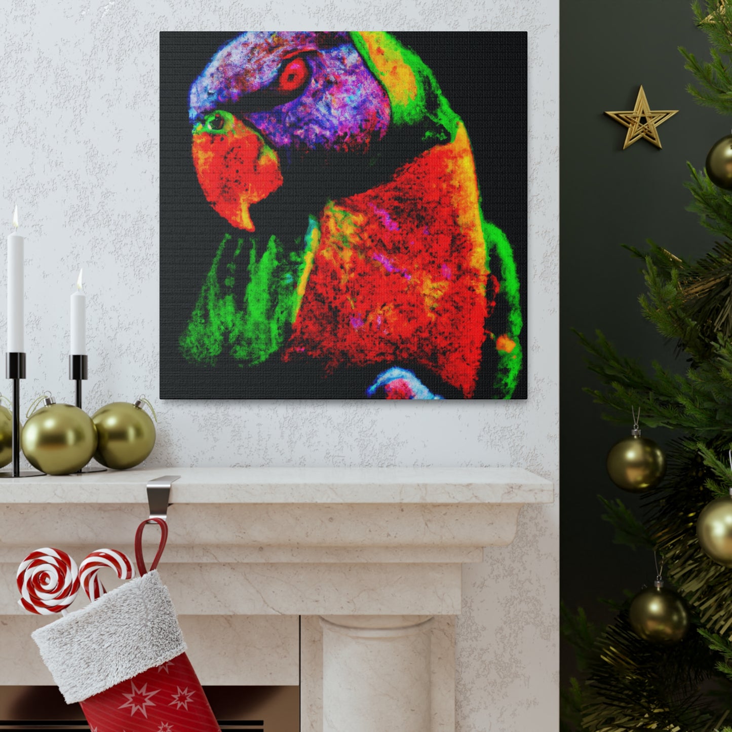 "Rainbow Lorikeet Revelry" - Canvas