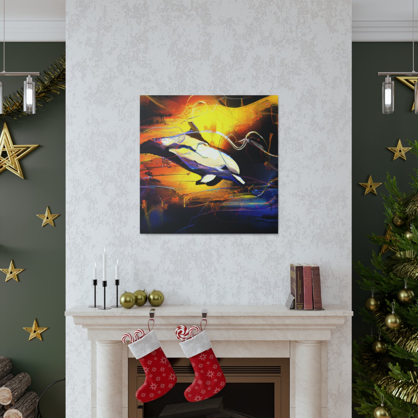 Dolphins in Moonlight - Canvas