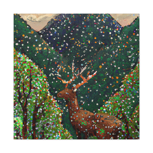 Deer in Pointillism - Canvas