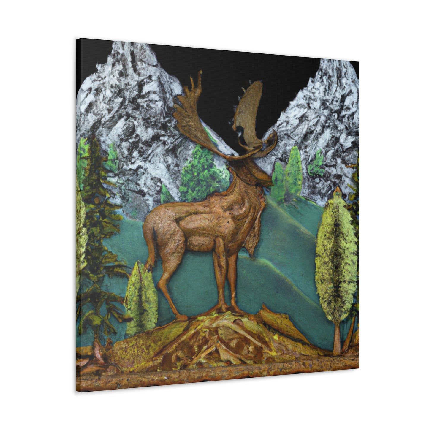 Deer in Moonlight Glow - Canvas