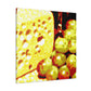 Cheese and Grapes Pointillism - Canvas