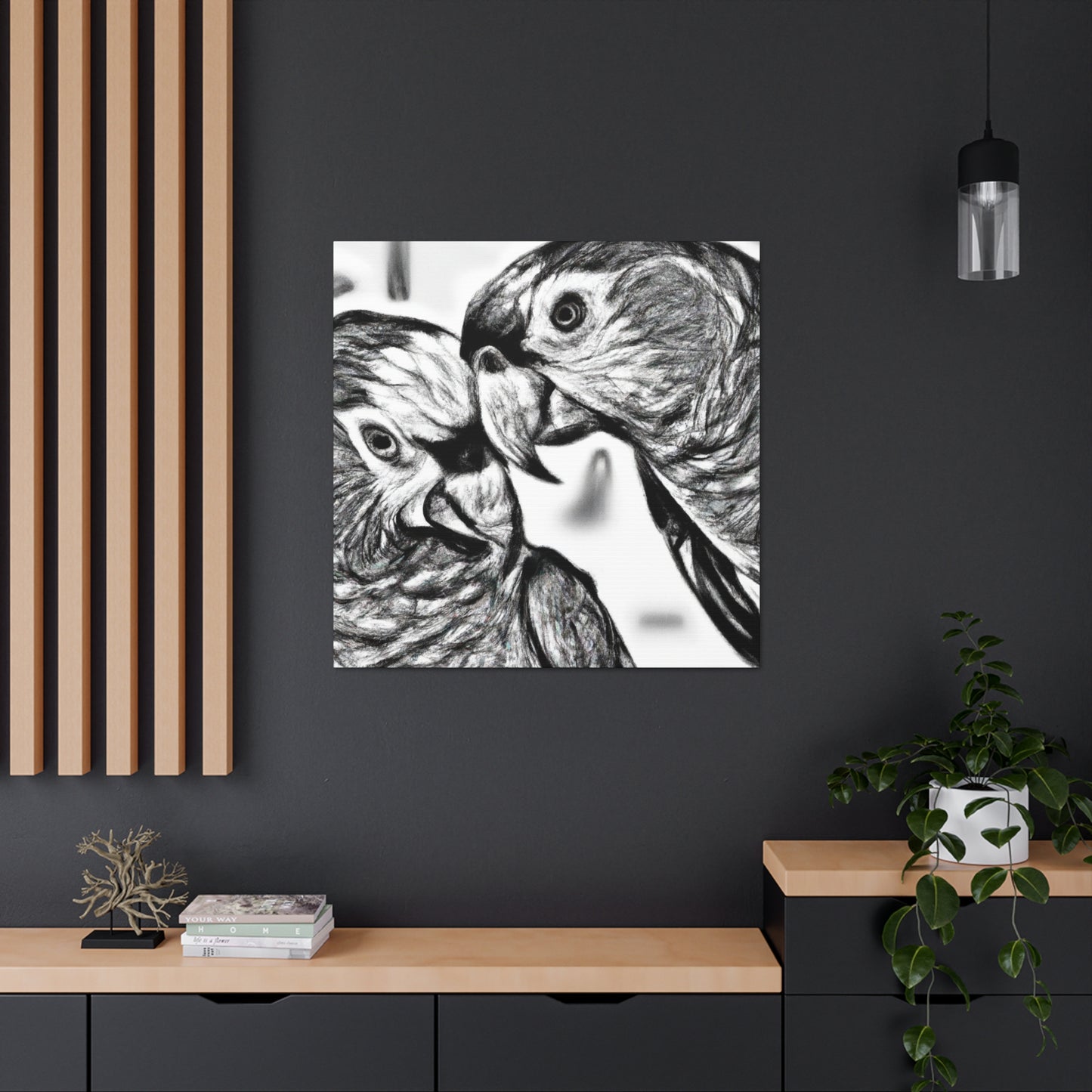 Parrots in Paradise. - Canvas