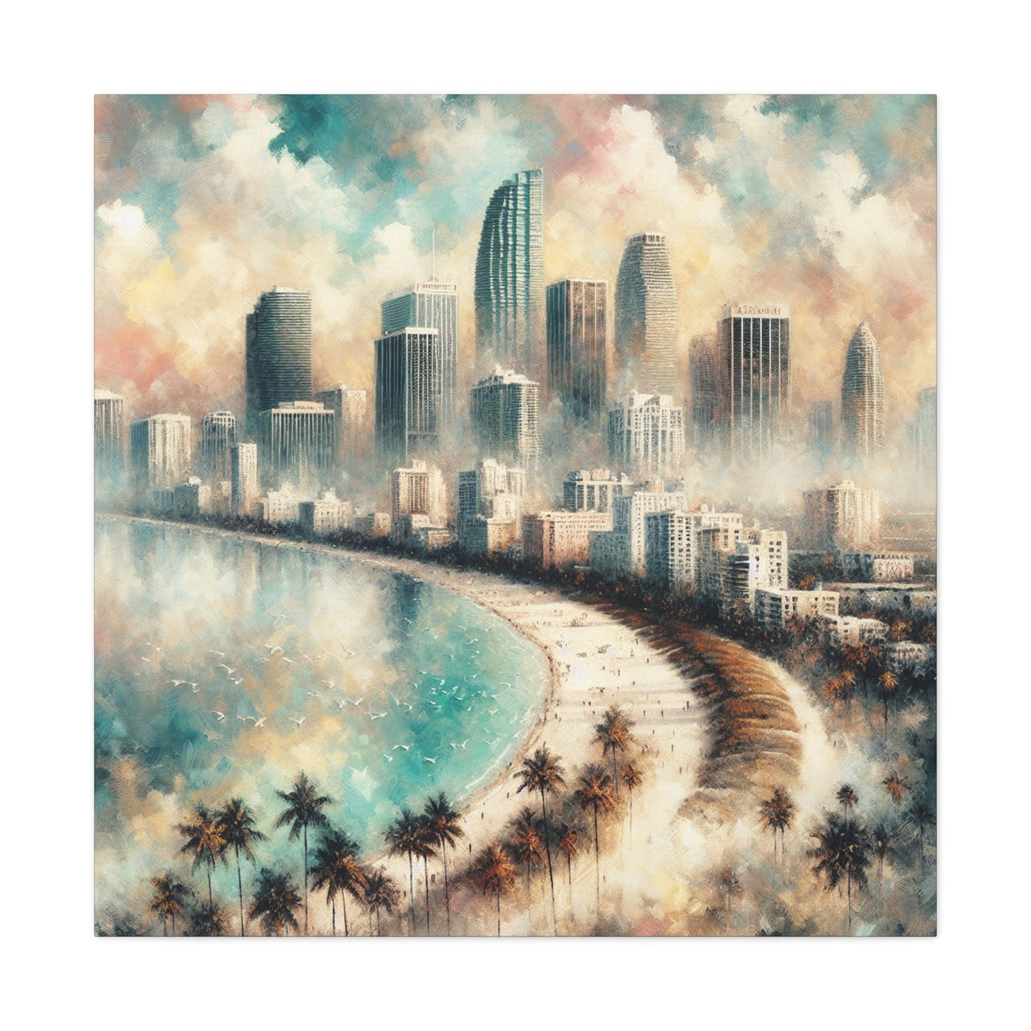 "Miami's Vibrant Coastal Flair" - Canvas