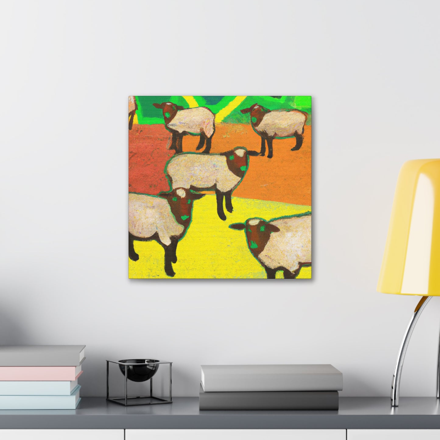 Sheep in Red Pastures - Canvas