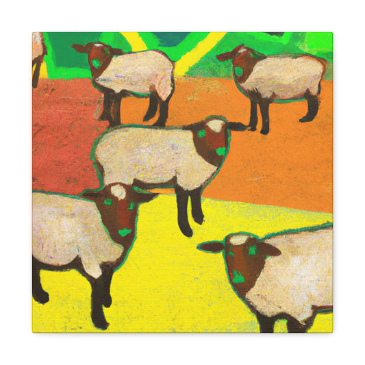 Sheep in Red Pastures - Canvas