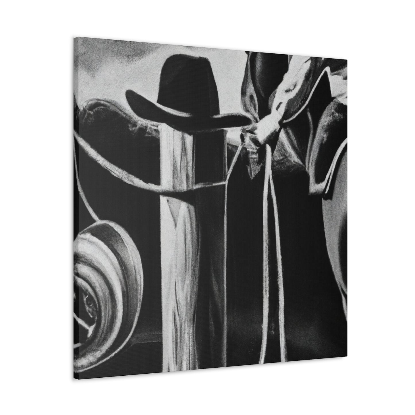 "Hitching Post Idyllic Scene" - Canvas