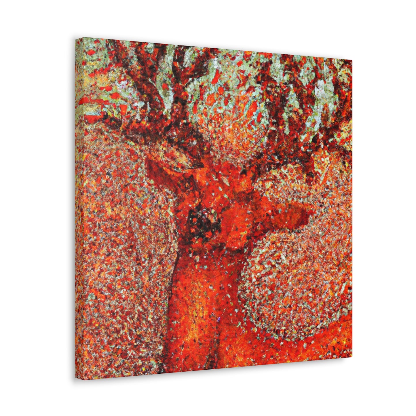 "Reindeer Pointillism Scene" - Canvas