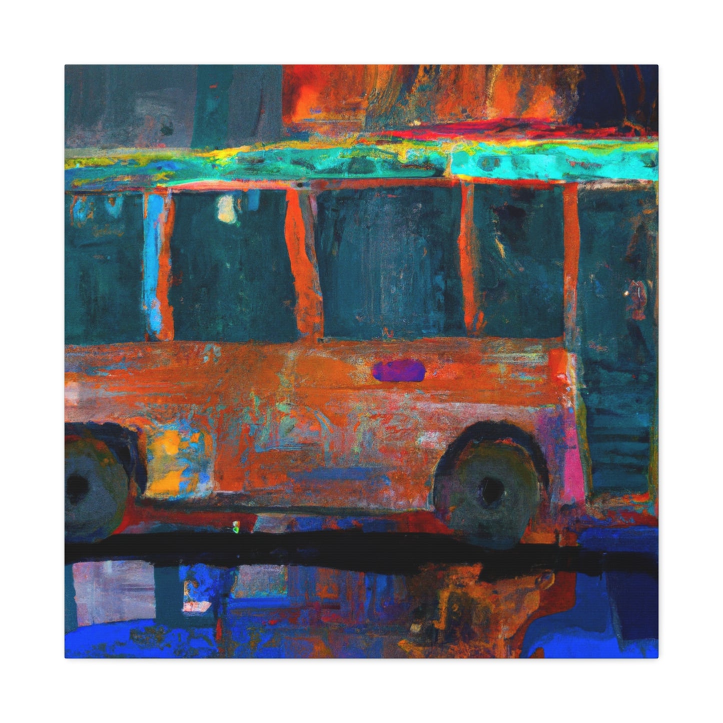 Bus in Blurple Colors - Canvas