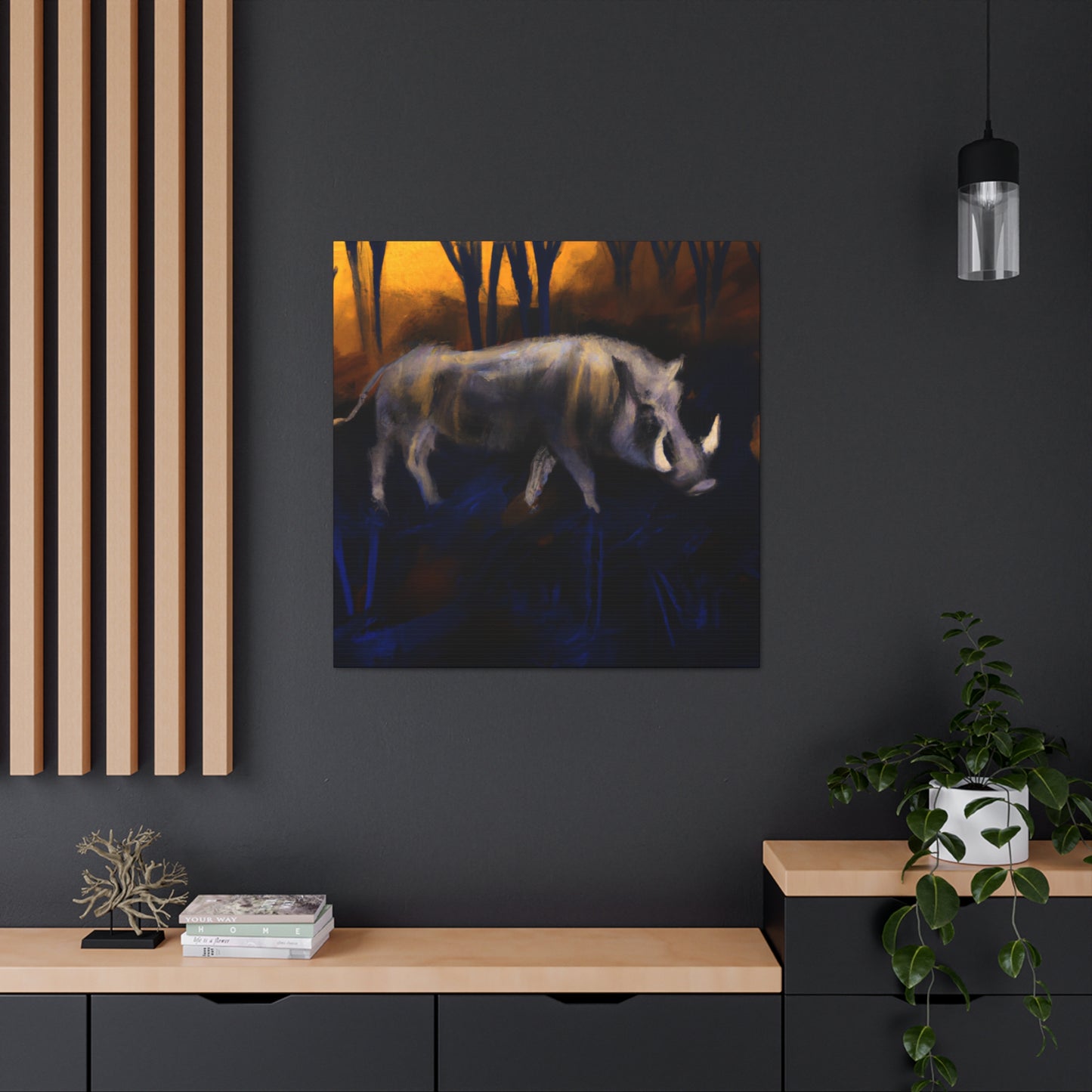 "Warthog in Moonlight" - Canvas