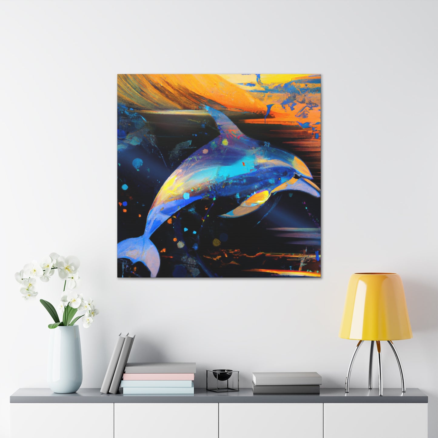 Dolphin Swim Seascape - Canvas