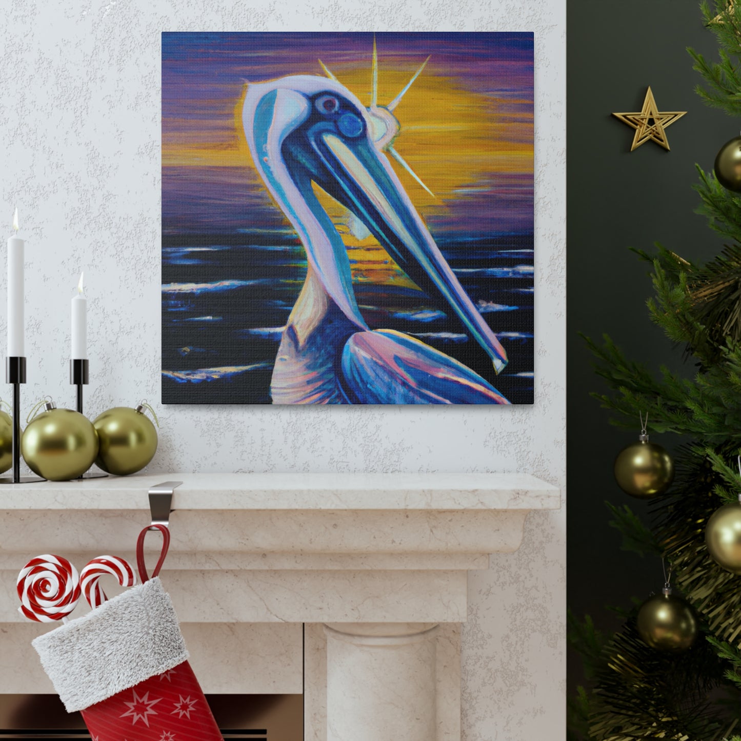 "Pelican in Flight Deko" - Canvas