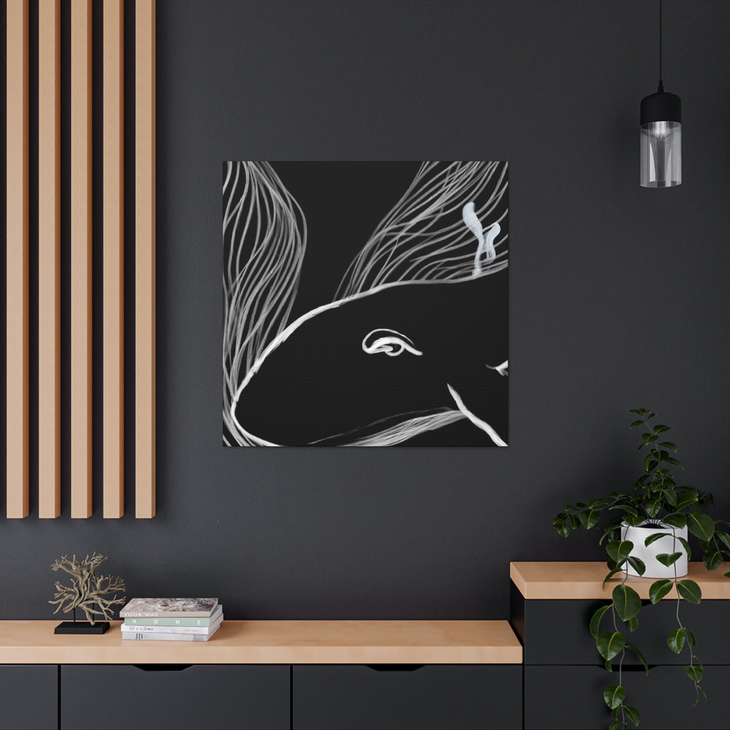 "Whale Swimming Sunrise" - Canvas