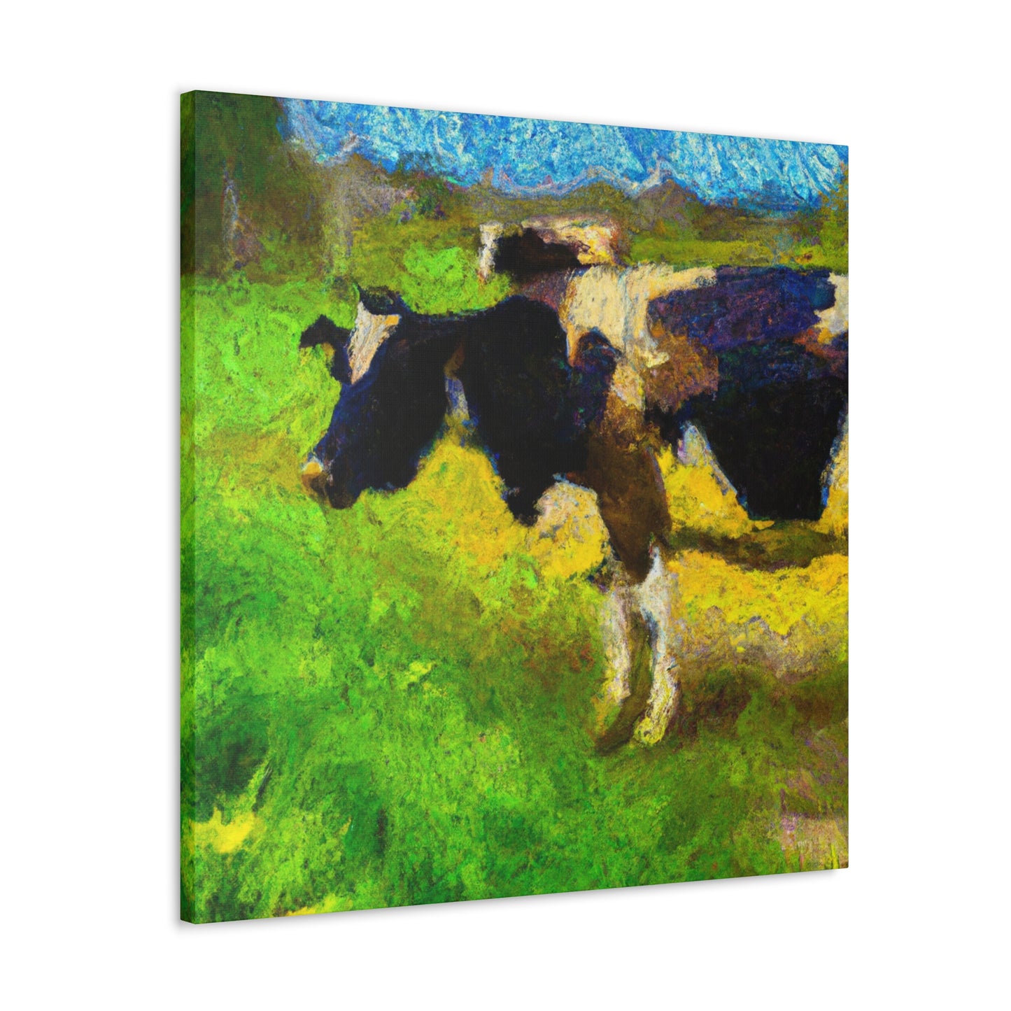 "Cow grazing, Impressionism" - Canvas