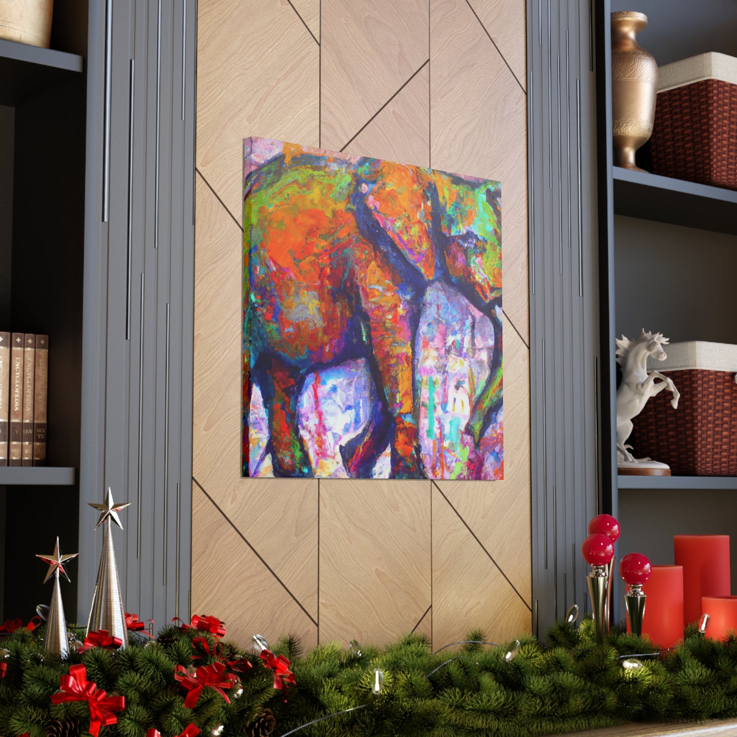 Elephant Embrace Abstraction - Canvas