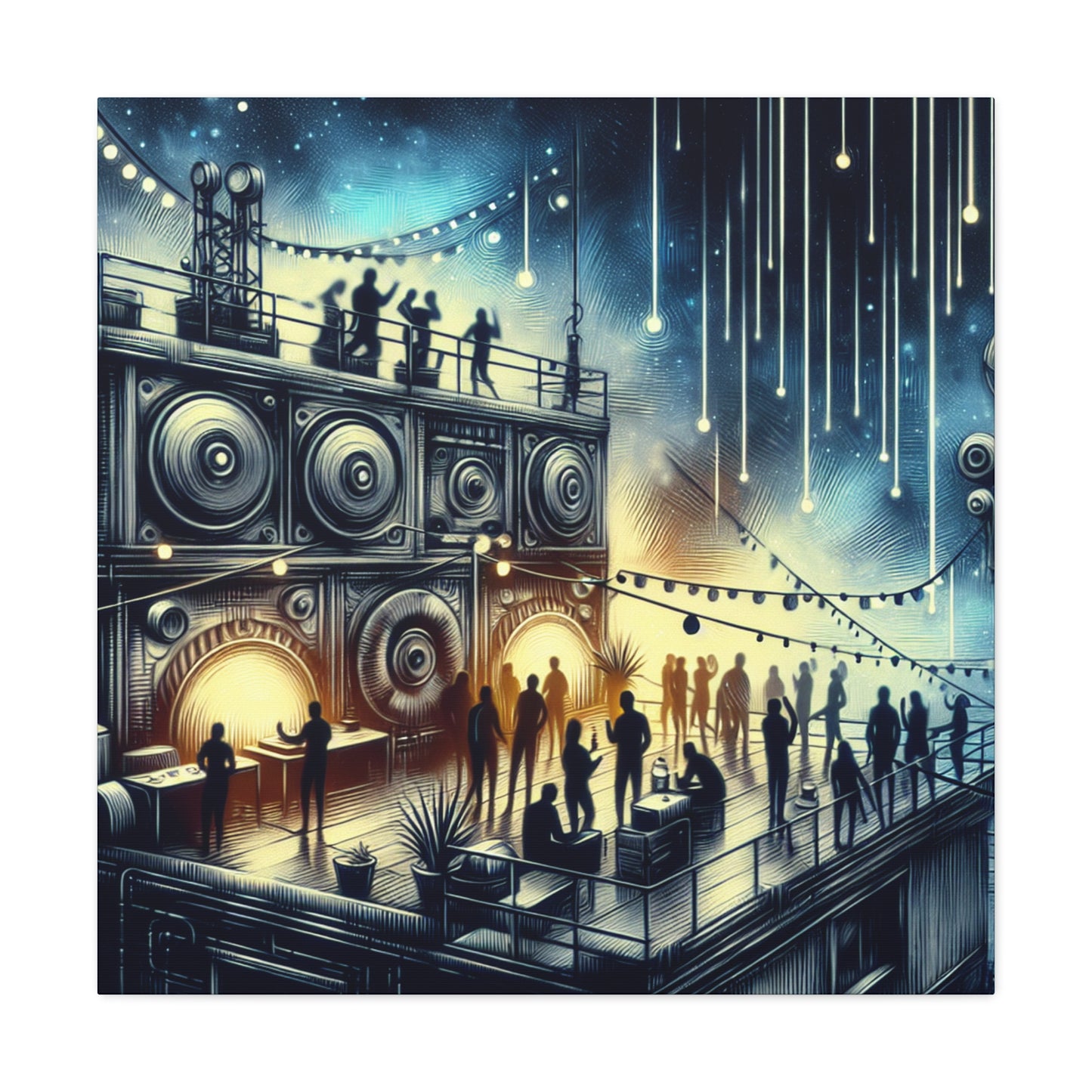 Euphoric Rooftop Revelry - Canvas