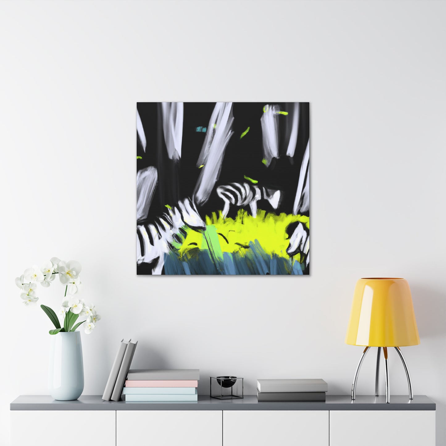 "Zebra on Abstract Canvas" - Canvas