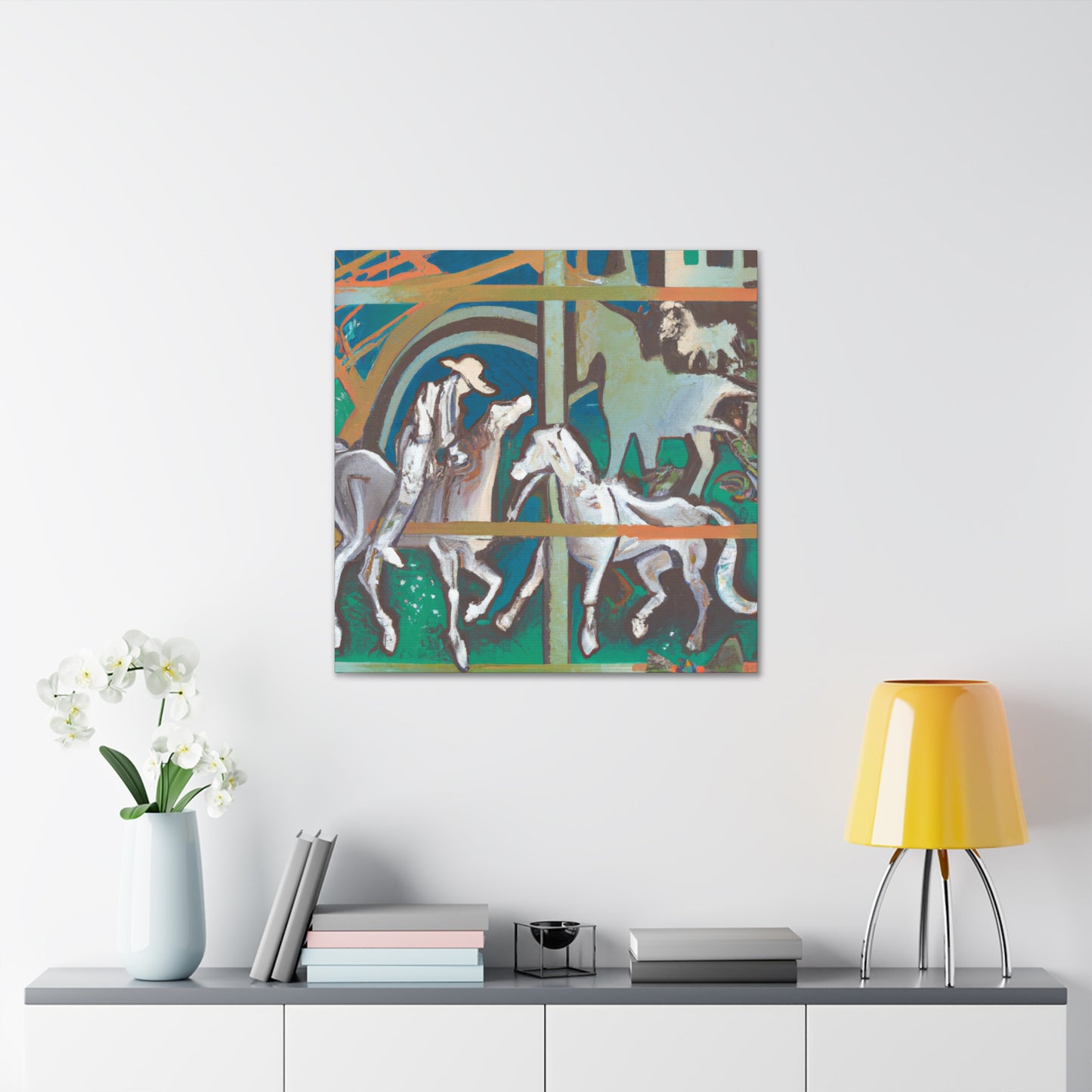 Grazing Horses in Spring - Canvas