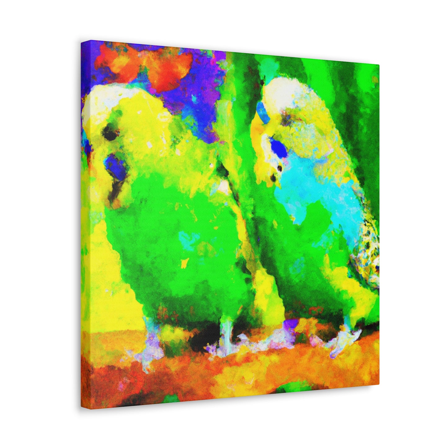 Budgies in Bloom. - Canvas