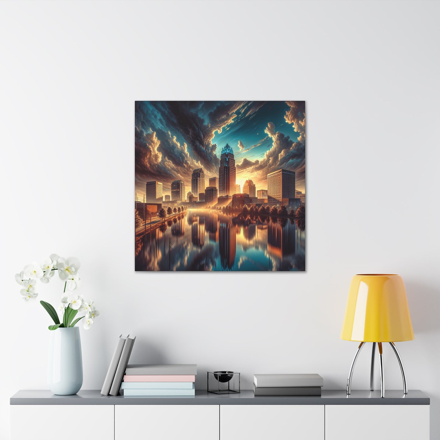 "Cityscape Symphony: Raleigh" - Canvas