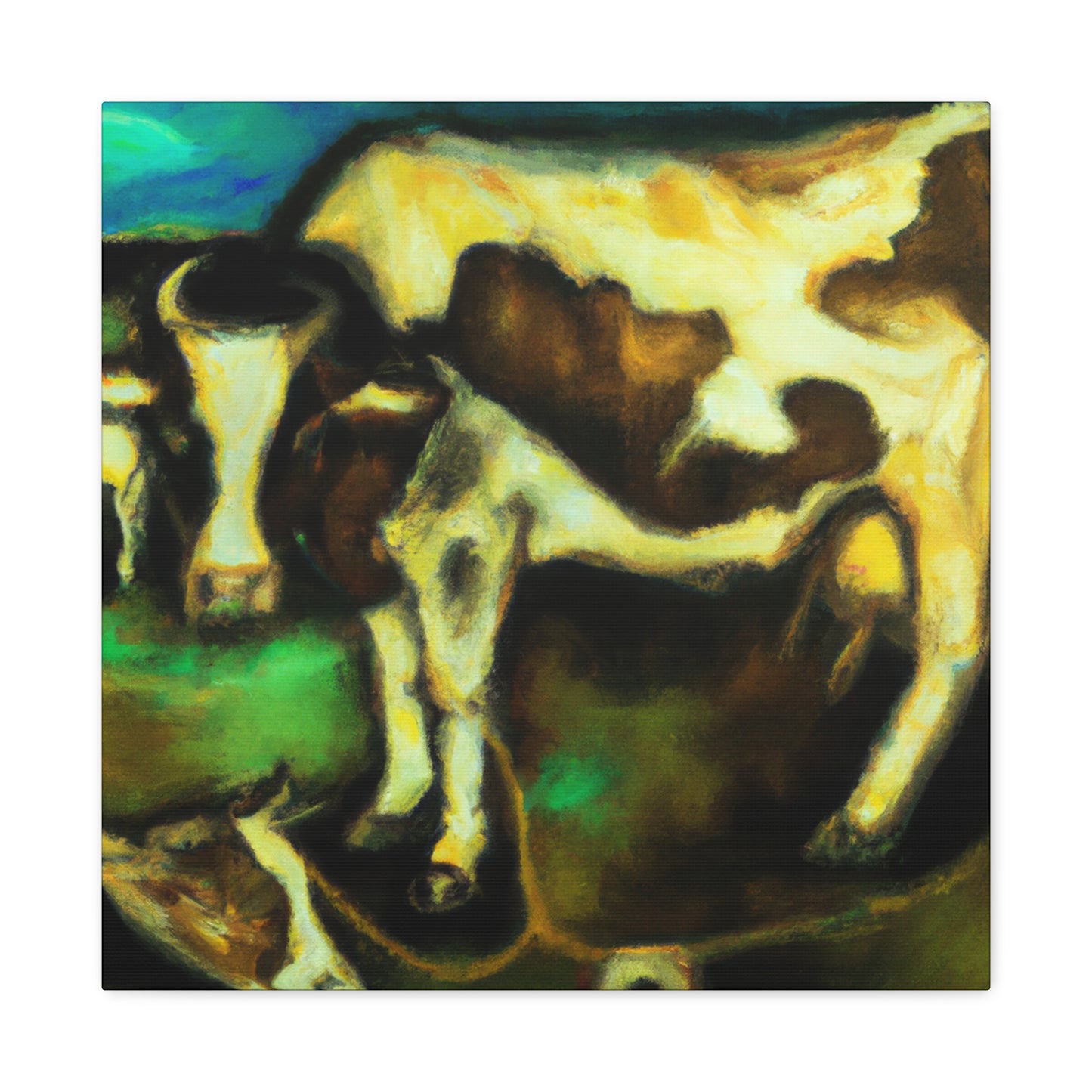 Cow in Cosmic Sky - Canvas