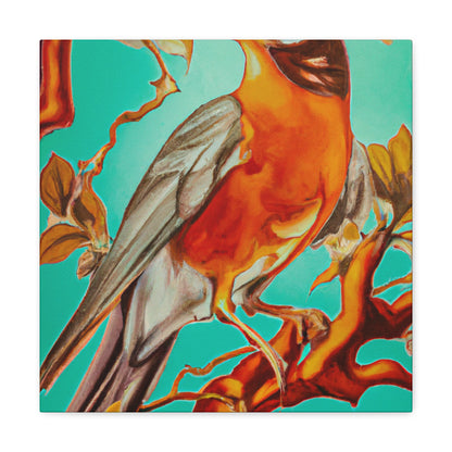 "American Robin's Songbird Symphony" - Canvas